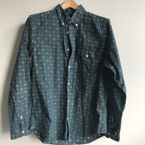 long sleeve button up with unique print